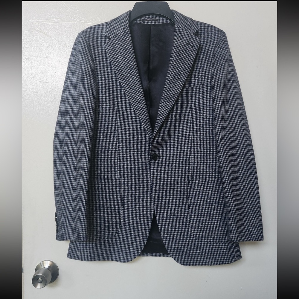 Reiss Leon slim fit men's suit blue houndstooth jacket and pants